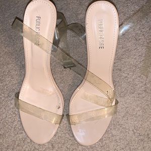 Clear strap heels with clear heels-Sz 9